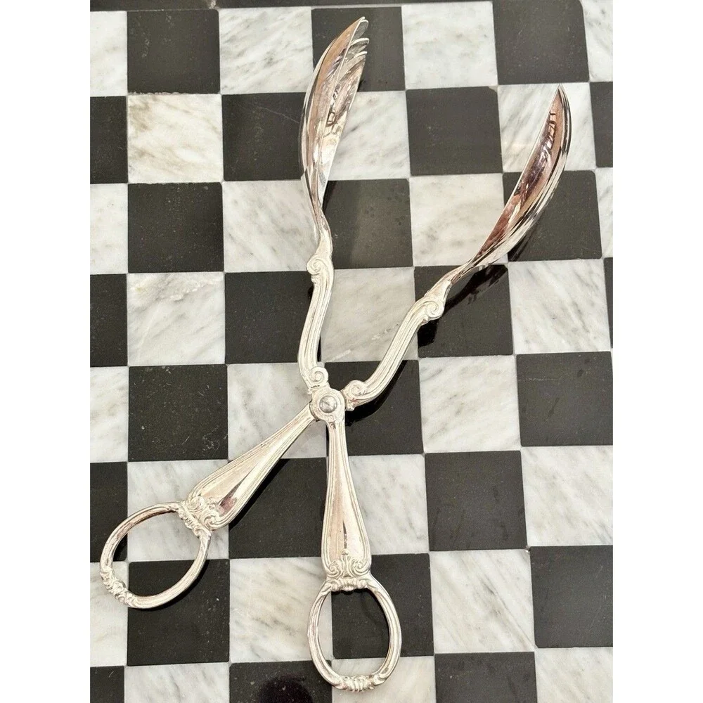 Gotham Heritage Vintage Silver Plated Serving Tongs Made In Italy 10”